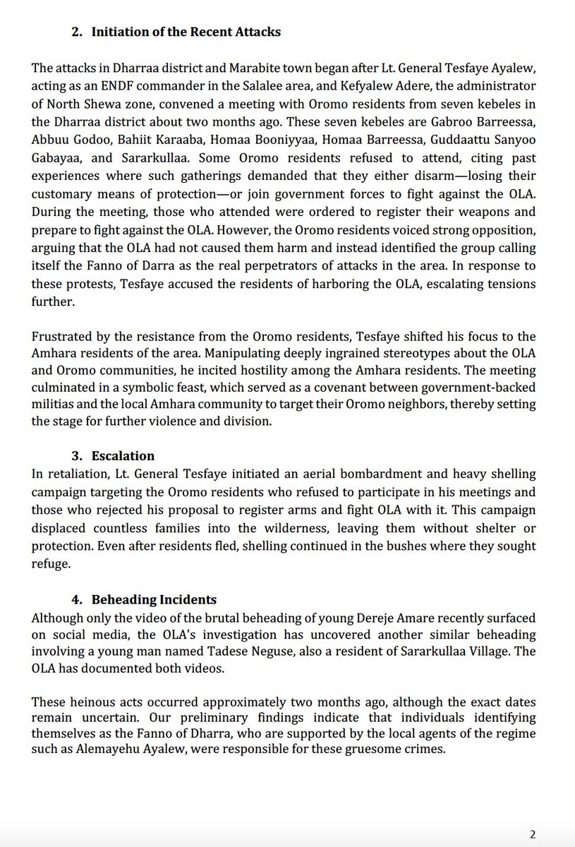 OLF_OLA's tweet photo. Interim Findings of OLA´s Investigation into the North Shewa Attacks 
              (OLF-OLA press release) https://t.co/qOwfxTRPap