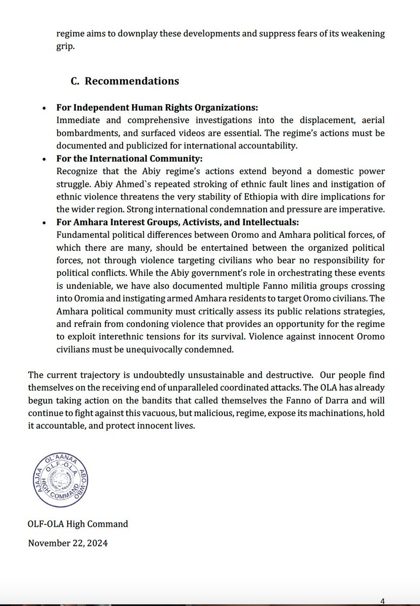 OLF_OLA's tweet photo. Interim Findings of OLA´s Investigation into the North Shewa Attacks 
              (OLF-OLA press release) https://t.co/qOwfxTRPap