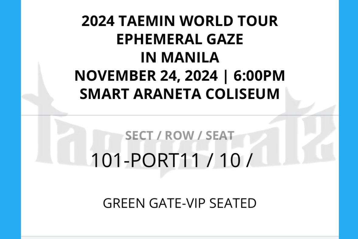 taemscatz's tweet photo. 🚨[WTS]‼️‼️‼️‼️
Ephemeral Gaze Manila
SECTION 101 Row 9 Stage Center Seat x1
SECTION 101 Row 10 Stage Center Seat x1

Reason: Personal Life Schedule Clash

DM if interested 

#TAEMIN #Ephemeral_Gaze #Ephemeral_Gaze_MNL https://t.co/nWcnZ6C1eh