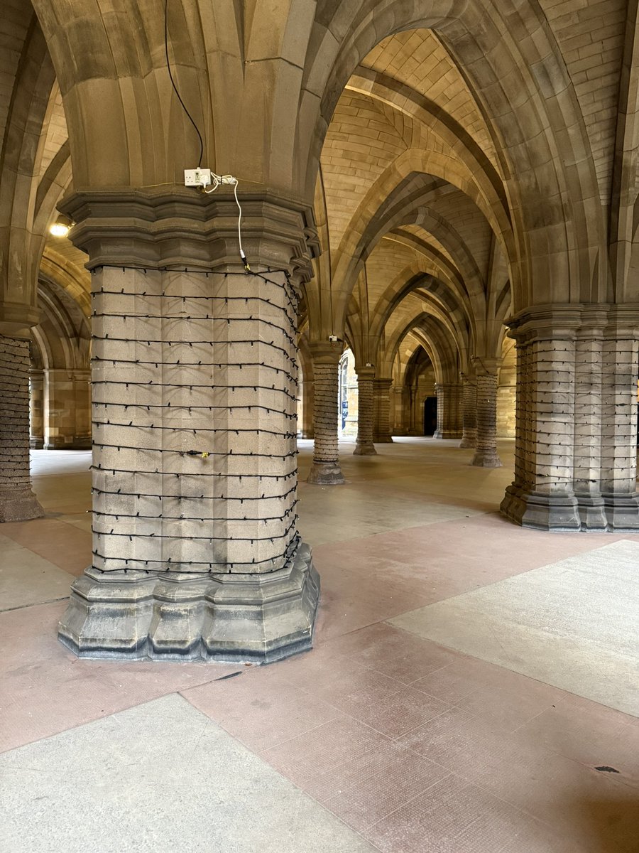 So exciting to see our stunning cloisters <a href="/UofGlasgow/">University of Glasgow</a> getting dressed for the festive season!  When is the grand illumination <a href="/GraemeK73/">Graeme K</a> ?? Is <a href="/UofGCOO/">David Duncan</a> flipping the switch?