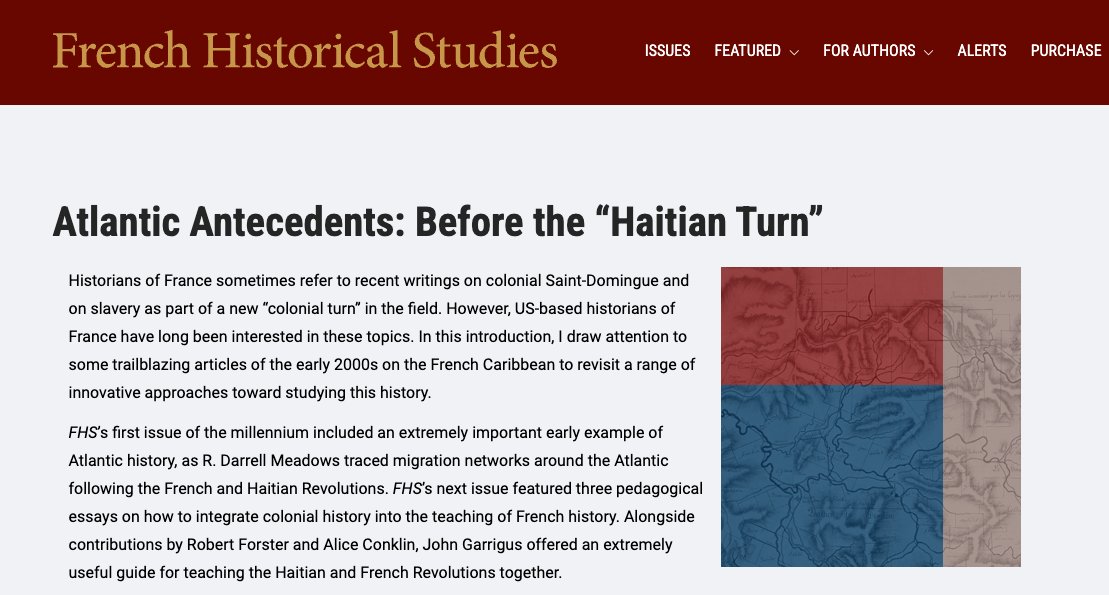 sfhs (@thesfhs) on Twitter photo Check out this new curated issue - "Atlantic Antecedents: Before the "Haitian Turn""- in FHS. Congratulations <a href="/DrSepinwall/">Dr Alyssa #MovingWhereTheSkyIsBlue Sepinwall</a> ! read.dukeupress.edu/french-histori… Check out this new curated issue - "Atlantic Antecedents: Before the "Haitian Turn""- in FHS. Congratulations <a href="/DrSepinwall/">Dr Alyssa #MovingWhereTheSkyIsBlue Sepinwall</a> ! read.dukeupress.edu/french-histori…