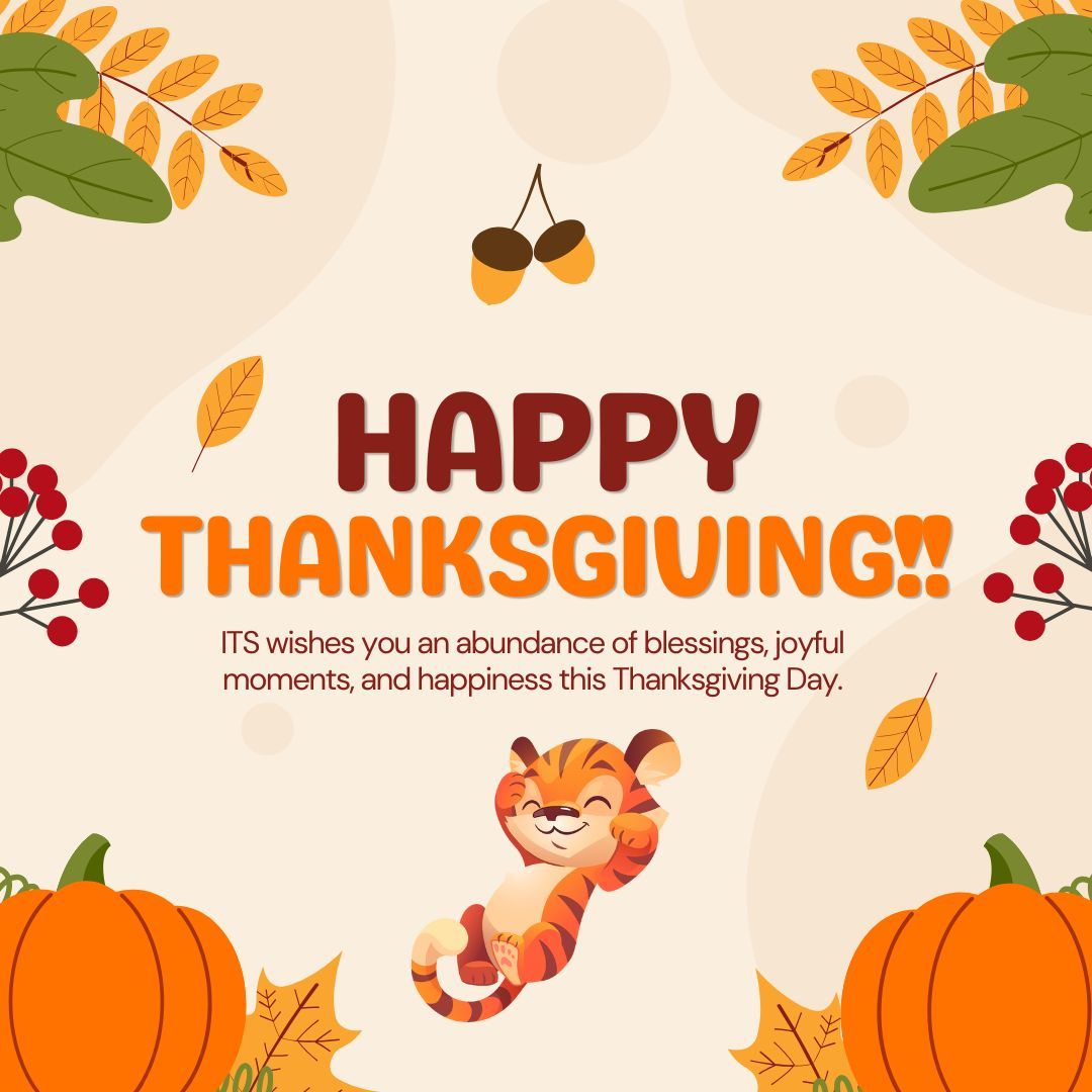 Grateful hearts, full plates, and cherished moments. 🦃🍂 Happy Thanksgiving from our ITS family to yours! 🧡 #Thankful #Gratitude #HappyThanksgiving #TrinityUniversity #TrinityITS #TrinityUITS #trinitytigers #TigerPride