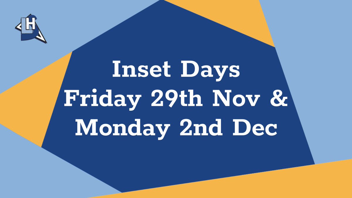 Don’t forget next Friday, the 29th November, and the following Monday, the 2nd December are both inset days.

Get ready to enjoy a long weekend at the end of the month 🙌

#InsetDay #LongWeekend