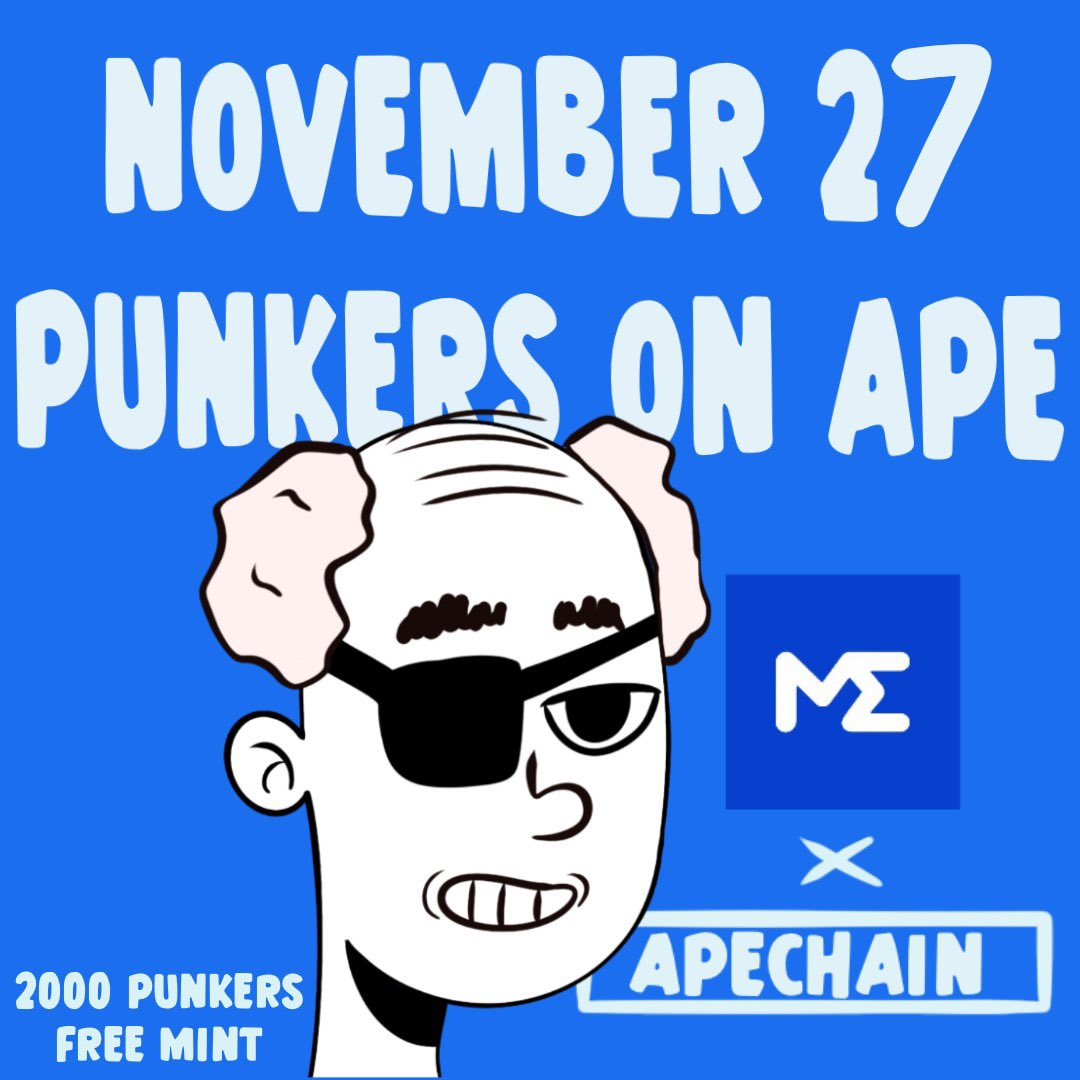 PunkersApe's tweet photo. Get ready for a wild overtake on Apechain 🦧

The wait is over!

Wen? November 27th w/ @Magiceden 

Supply : 2000
Price : Free mint for WL 
Public : 2 $APE

Happy to have a few Geez on WL @GeezOnApe 

Drop your $APE address to secure one of the last 100 whitelist spots! https://t.co/TAmnhcoR98