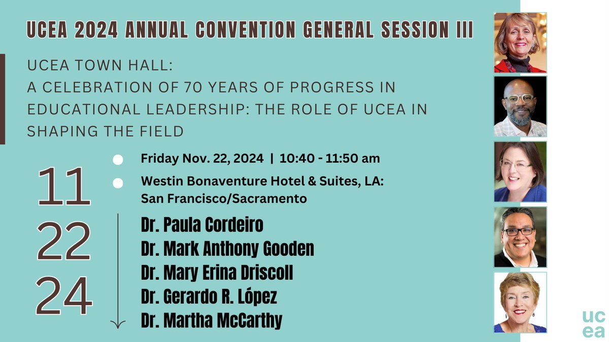 UCEA (@ucea) on Twitter photo General Session III Reminder
Celebrate UCEAās legacy and its role in shaping the future of educational leadership. <a href="/DrMoniByrne/">Mónica Byrne-JimĆ©nez</a> <a href="/UCEAGSC/">UCEA GSC</a> <a href="/UCEAJSN/">Jackson Scholars Network</a> General Session III Reminder
Celebrate UCEAās legacy and its role in shaping the future of educational leadership. <a href="/DrMoniByrne/">Mónica Byrne-JimĆ©nez</a> <a href="/UCEAGSC/">UCEA GSC</a> <a href="/UCEAJSN/">Jackson Scholars Network</a>