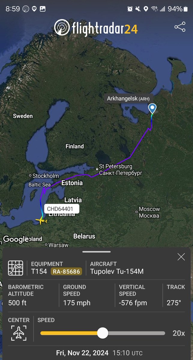 Borrowed7Time's tweet photo. RuAF Tu-154M RA-85686 #154EB6 as CHD64401 arrived Kaliningrad from Archangelsk 1509z. https://t.co/a21FmWMd1G
