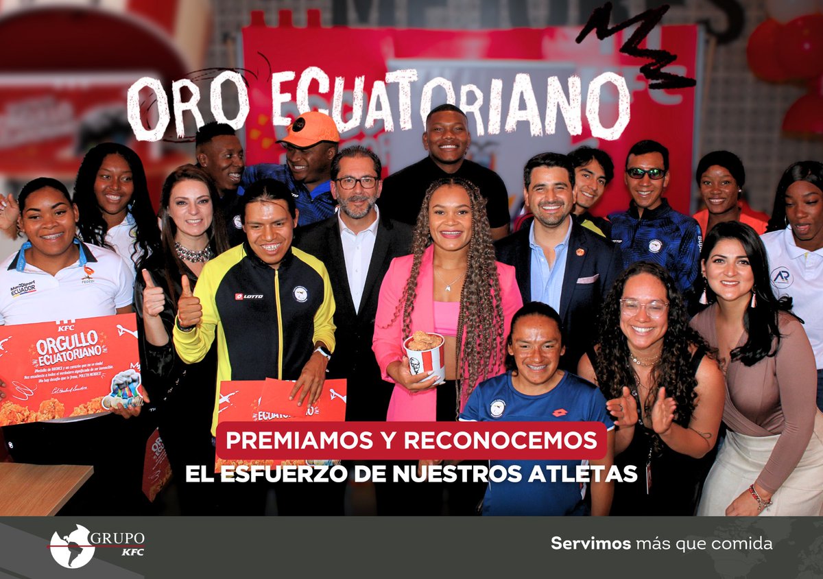 GrupoKfcEcuador's tweet photo. Apoyamos a los grandes talentos del deporte ecuatoriano

#GrupoKFC y @kfcecuador junto a @DeporteEc, rendimos homenaje a los deportistas olímpicos y paralímpicos que destacaron en #Paris2024 con medallas y diplomas. 🏅👏 https://t.co/wkAbU1jl1y
