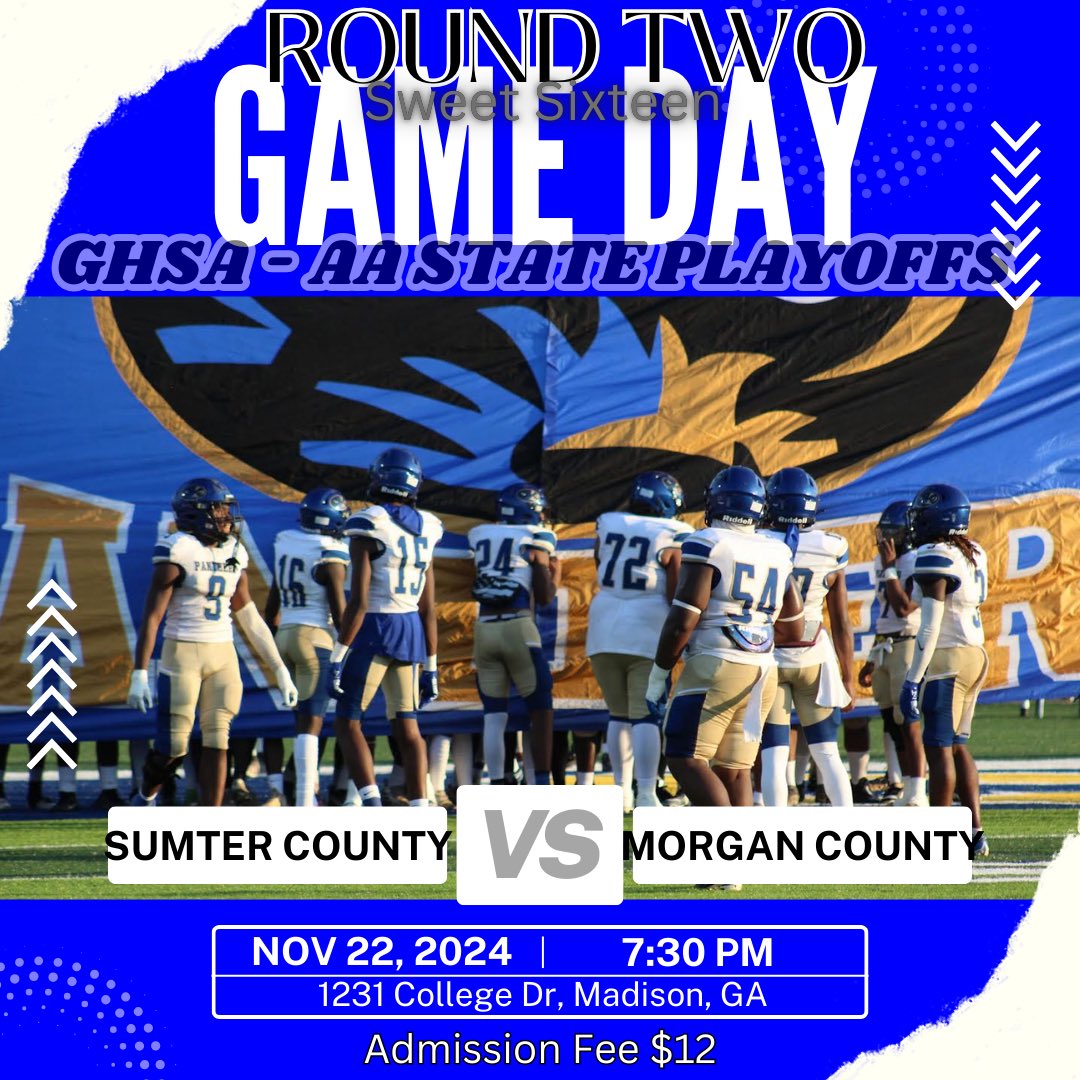SC_PANTHER_FB's tweet image. It’s game day. ALL roads lead to Madison, GA. Kickoff at 7:30, Admissions $12 gofan.co ONLY! NO CASH! Come out and support your Panthers. #GoHunt #TheHuntContinues #PantherPride #Szn2 #Round2 #SweetSixteen 🐾🏈💙