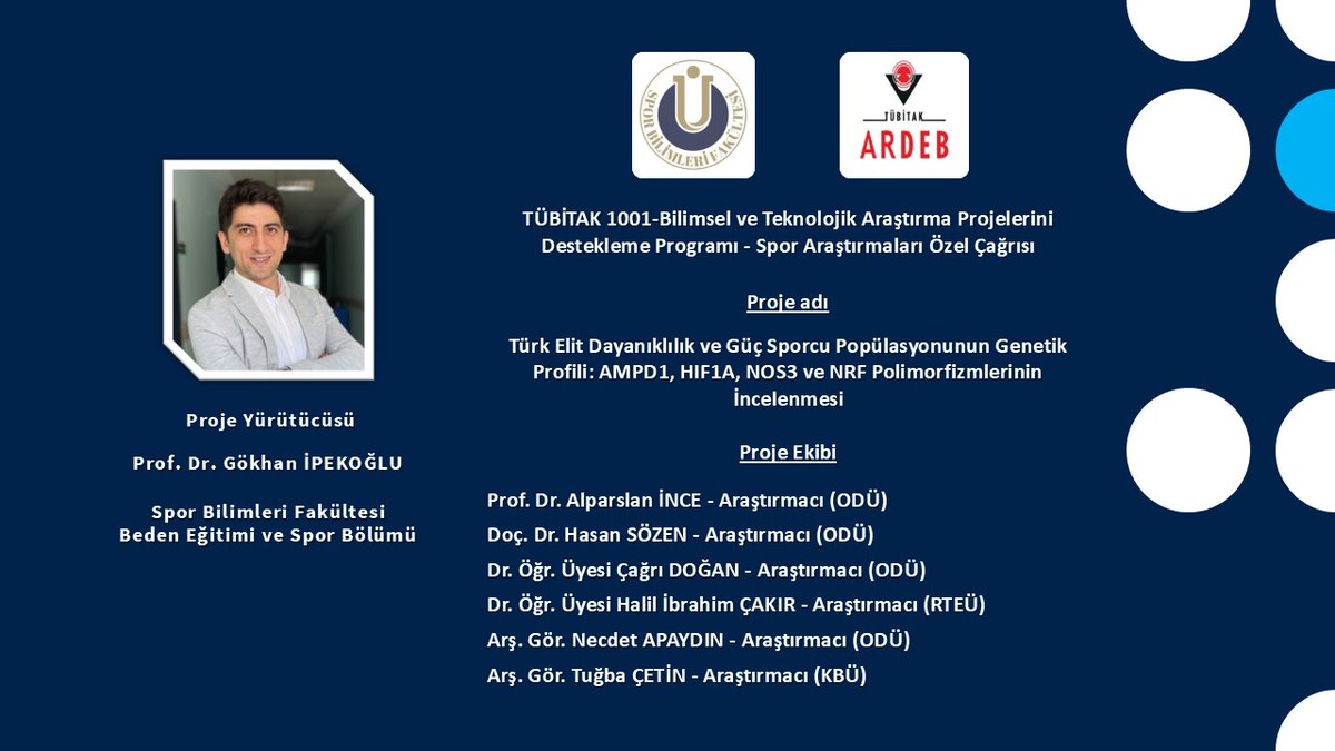 "Türk Elit Dayanıklılık ve Güç Sporcu Popülasyonunun Genetik Profili: AMPD1, HIF1A, NOS3 ve NRF Polimorfizmlerinin İncelenmesi" isimli projemiz TUBİTAK 1001 kapsamında desteklenmek üzere kabul edildi.
<a href="/Gokhanipekoglu/">Gökhan İpekoğlu</a> <a href="/OrduUniSBF/">Ordu Üniversitesi Spor Bilimleri Fakültesi</a>