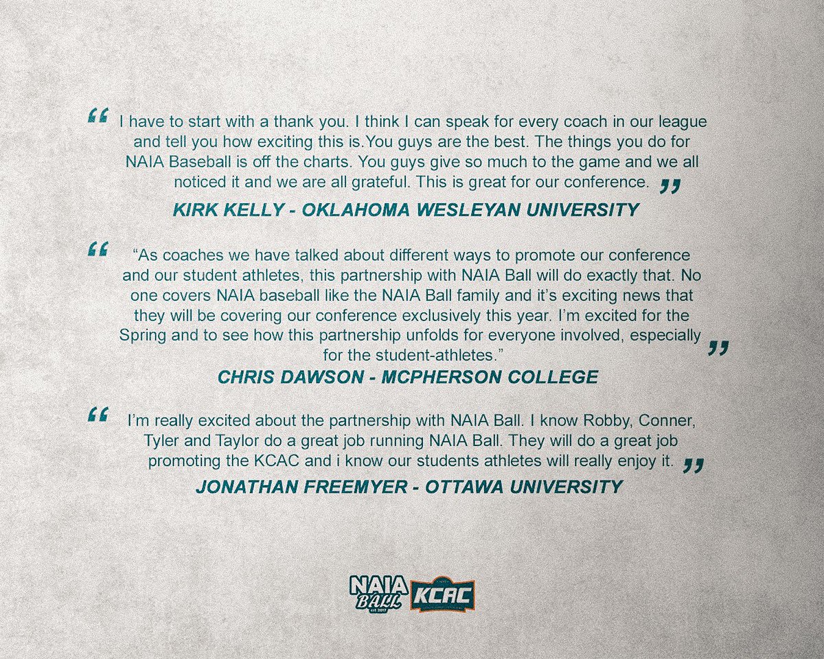 NAIA Ball (@naiaball) on Twitter photo We are excited to partner with the KCAC to bring in depth coverage of the 2025 season! #NAIABal #KCAC
Full Release: bit.ly/4fHPV5E
<a href="/kcacsports/">Kansas Collegiate Athletic Conference</a> We are excited to partner with the KCAC to bring in depth coverage of the 2025 season! #NAIABal #KCAC
Full Release: bit.ly/4fHPV5E
<a href="/kcacsports/">Kansas Collegiate Athletic Conference</a>