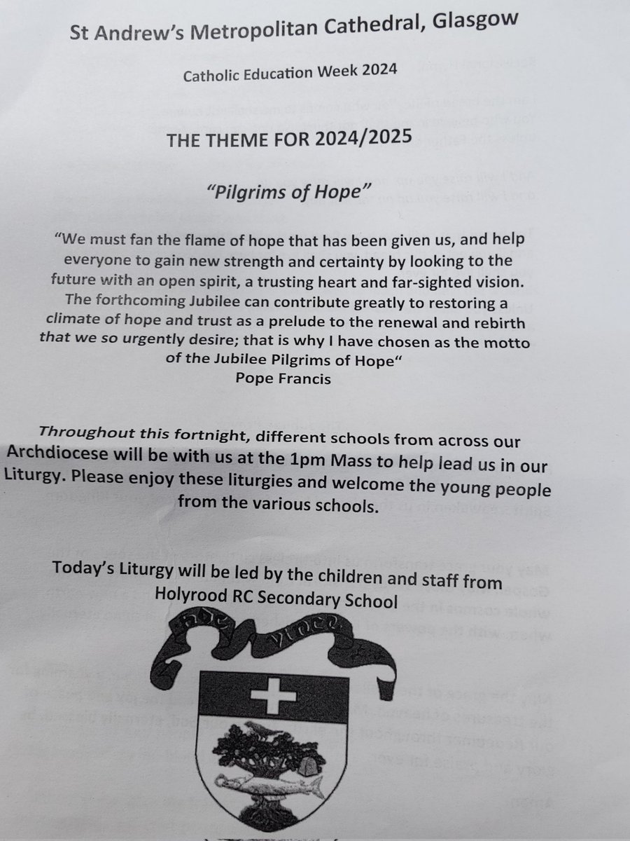 MrsSharonWatson's tweet photo. What a pleasure it was to be at the afternoon Mass in St Andrew's Cathedral today with our choir singing. Lovely music and lovely Mass. #cew2024 #pilgrimsofhope https://t.co/PSYRqglMmb
