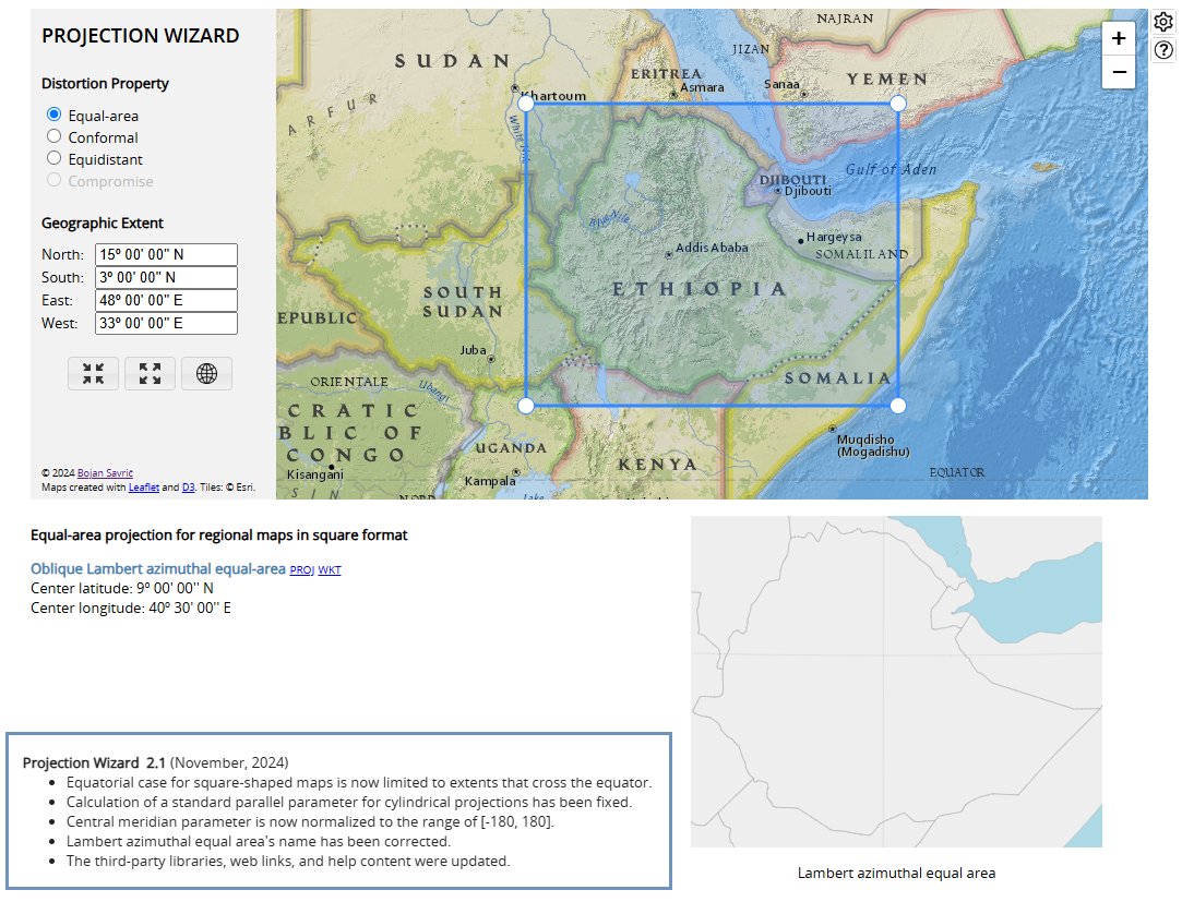 📣A new version of #ProjectionWizard v2.1 🗺️🌐🪄 is now live as of this morning.
Visit projectionwizard.org

#mapprojection #mapprojections #webMercator #endMercator #mapprojectionsarehard #projectionsarehard #gischat #geospatial