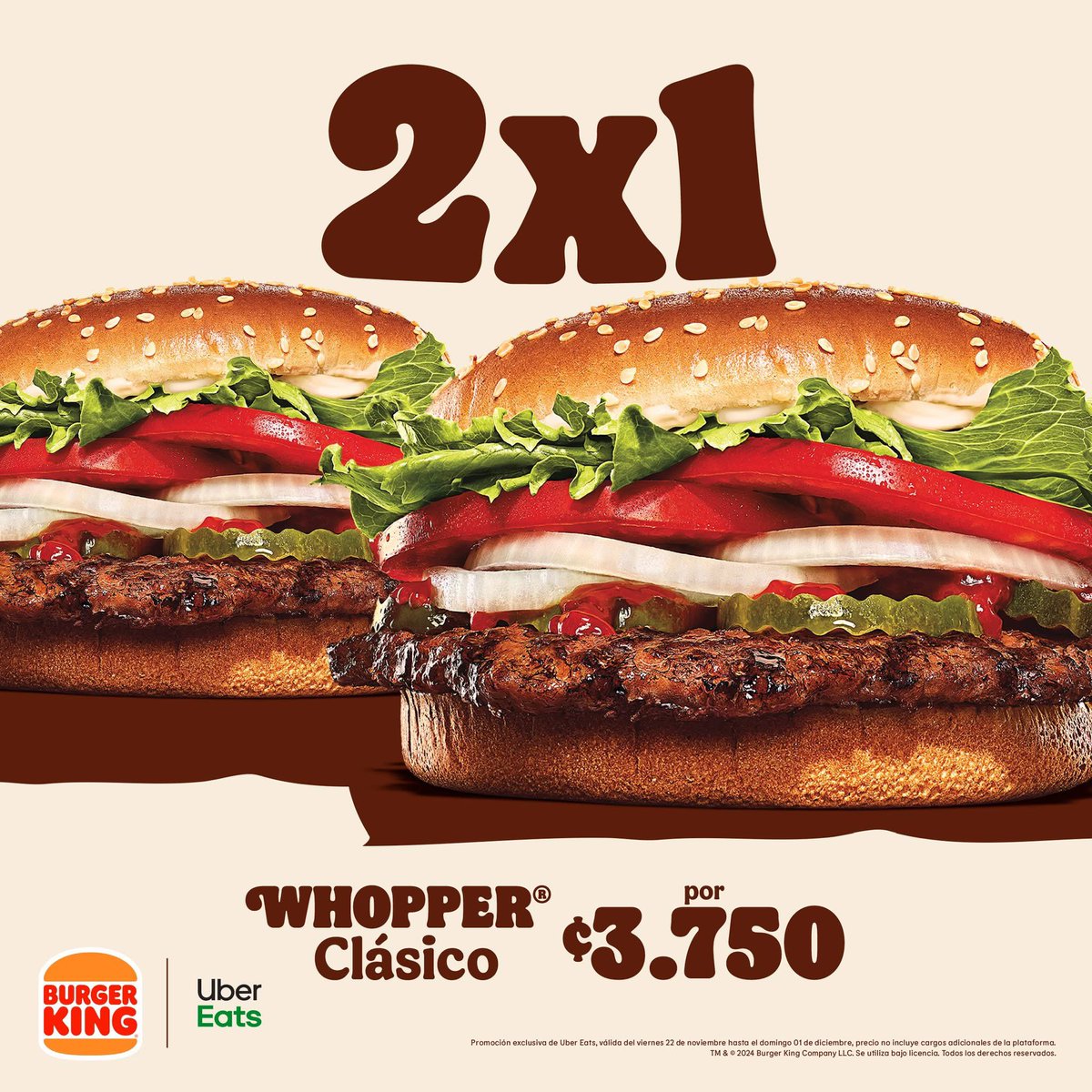 Mi protector solar favorito es quedarse en la casa y de paso pedirme esta promo. 🧍🏽
Quedate en la casa y pedite un 2x1 en WHOPPER® Clásico desde ¢3.750. ❤️‍🔥

*Promo de Uber Eats, válida del 22 de noviembre al 1 de diciembre, precio no incluye cargos adicionales de la plataforma.