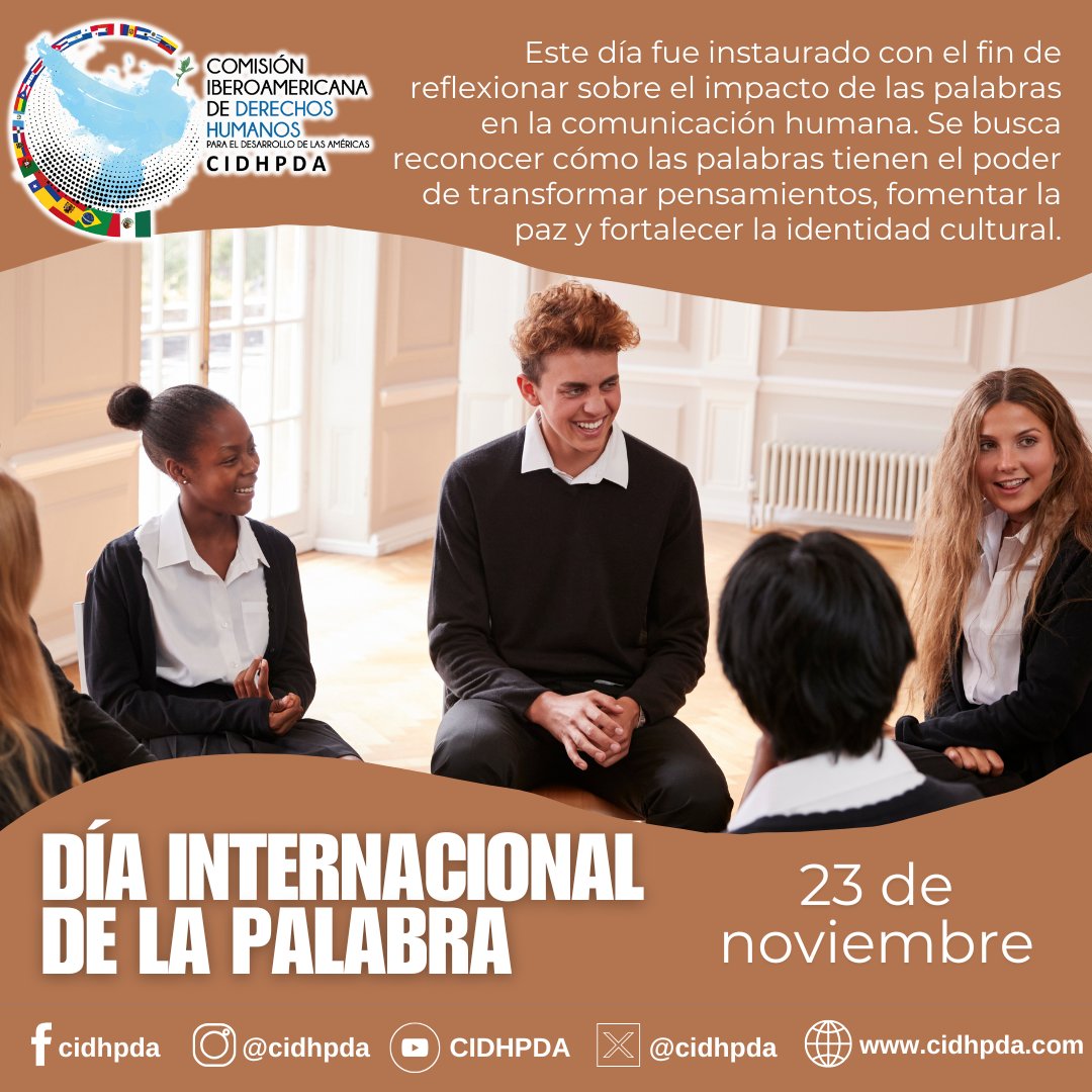 cidhpda's tweet image. La palabra es el primer paso hacia la comprensión y la paz. 🌿🕊️ En este #DíaInternacionaldelaPalabra, celebremos el poder del diálogo para construir un mundo más armonioso.
#DiálogoParaLaPaz #ElPoderDeLaPalabra