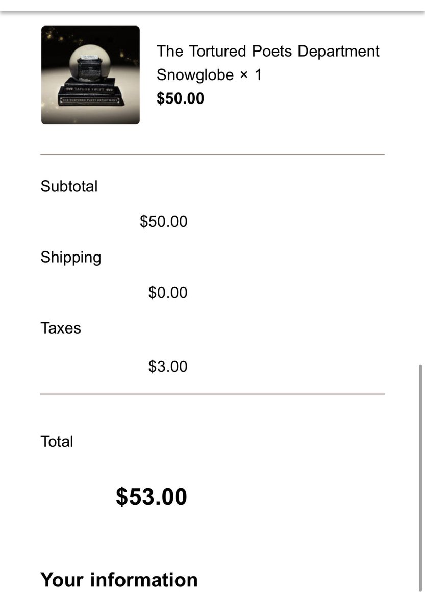 Bgrad22's tweet photo. @taylornation13 My third merch order of the week 🫡 #TSTTPDSnowGlobe Can I be put on payroll yet? https://t.co/vJXGaKyzeG
