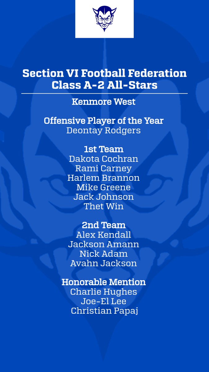 Congratulations to our student-athletes named as Section VI Football All-Stars! #Bulldogs #BlueDevils