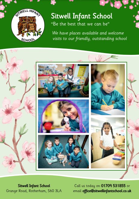 The consultation for our Nursery Class is now open on RMBC’s website. Please do comment if you have views! All the information you need is on our website 

sitwellinfantschool.co.uk/nursery-openin…

There is also a form to register your interest if you would like your child to attend next year!