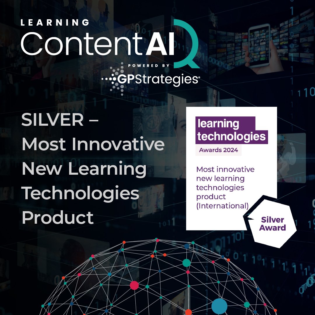gpcorp's tweet image. We are proud to have received a Silver Learning Technologies Award for Learning Content AIQ, recognized as the Most Innovative New Learning Technologies Product (International). 
Learn more. 
hubs.li/Q02Zc1gy0
#LearningContentAIQ #LearningTechnologiesAwards #AIinLearning