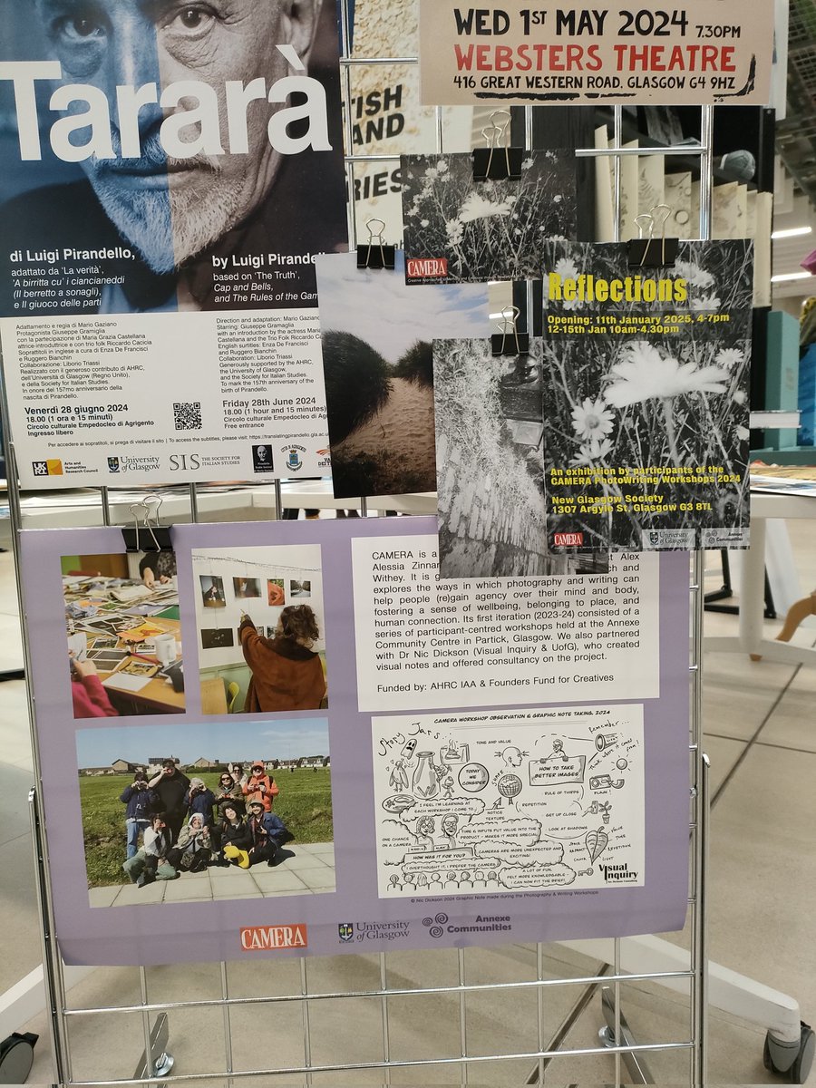 Alessia Zinnari (@alessiazinnari) on Twitter photo Very happy to have taken part in this with CAMERA! Thank you <a href="/lindsmiddleton/">Dr Lindsay Middleton is Well Fed&Well Read</a> for the amazing organisation 👏 our display also featured a great storyboard by <a href="/NicMDickson/">Dr. Nic Dickson @nicmdickson.bsky.social</a> as well as images made by our photowriting group at the @AnnexeComm 📸✍️we were in very good company <a href="/UofGSMLC/">UofG Modern Languages & Cultures</a> Very happy to have taken part in this with CAMERA! Thank you <a href="/lindsmiddleton/">Dr Lindsay Middleton is Well Fed&Well Read</a> for the amazing organisation 👏 our display also featured a great storyboard by <a href="/NicMDickson/">Dr. Nic Dickson @nicmdickson.bsky.social</a> as well as images made by our photowriting group at the @AnnexeComm 📸✍️we were in very good company <a href="/UofGSMLC/">UofG Modern Languages & Cultures</a>