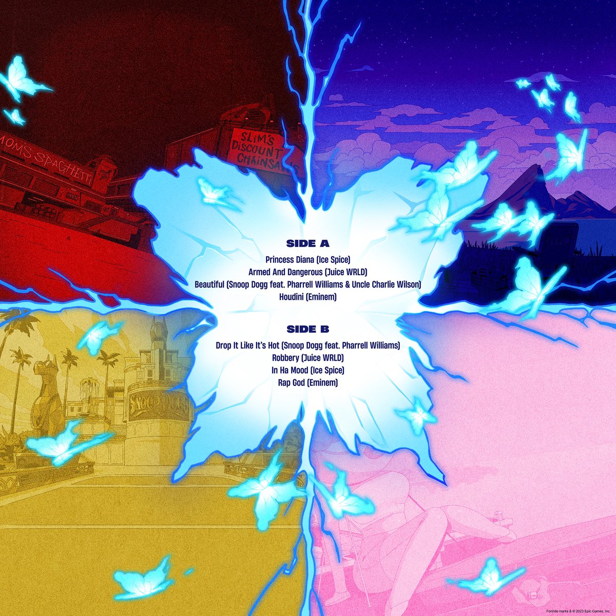 Fortnite’s Chapter 2 Remix vinyl brings together tracks from Snoop Dogg, Eminem, Ice Spice, and Juice WRLD - giving both gamers and vinyl collectors a chance to experience each artist’s sound the way they have in Fortnite. Pre-order your copy today!

interscope.lnk.to/FNCh2RemixVinyl