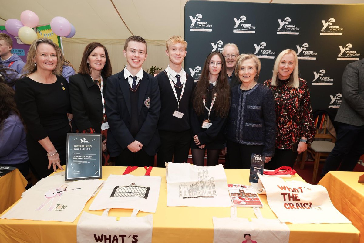 Y14 students were invited to showcase their winning product from last year’s Young Enterprise Company at the Global Innovation Summit, held at QUB. 
This was a fabulous opportunity, they were surprised by a private tour with Secretary Hilary Clinton and Envoy Joe Kennedy II.