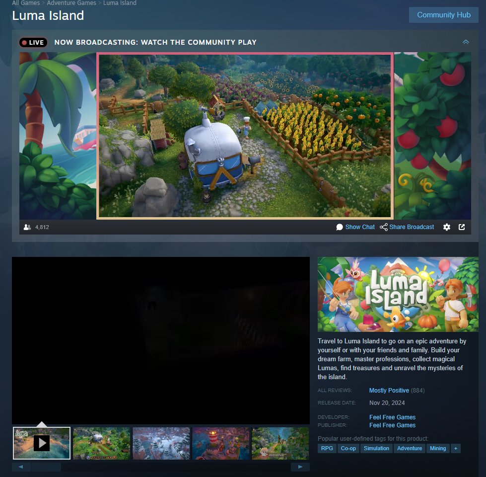 Congrats to Feel Free Games on their wonderful Luma Island launch. It has been a treat working on this. Today, we hit 26k CCUs on Steam. Good things happen to good people.  We love a good cozy vibe.