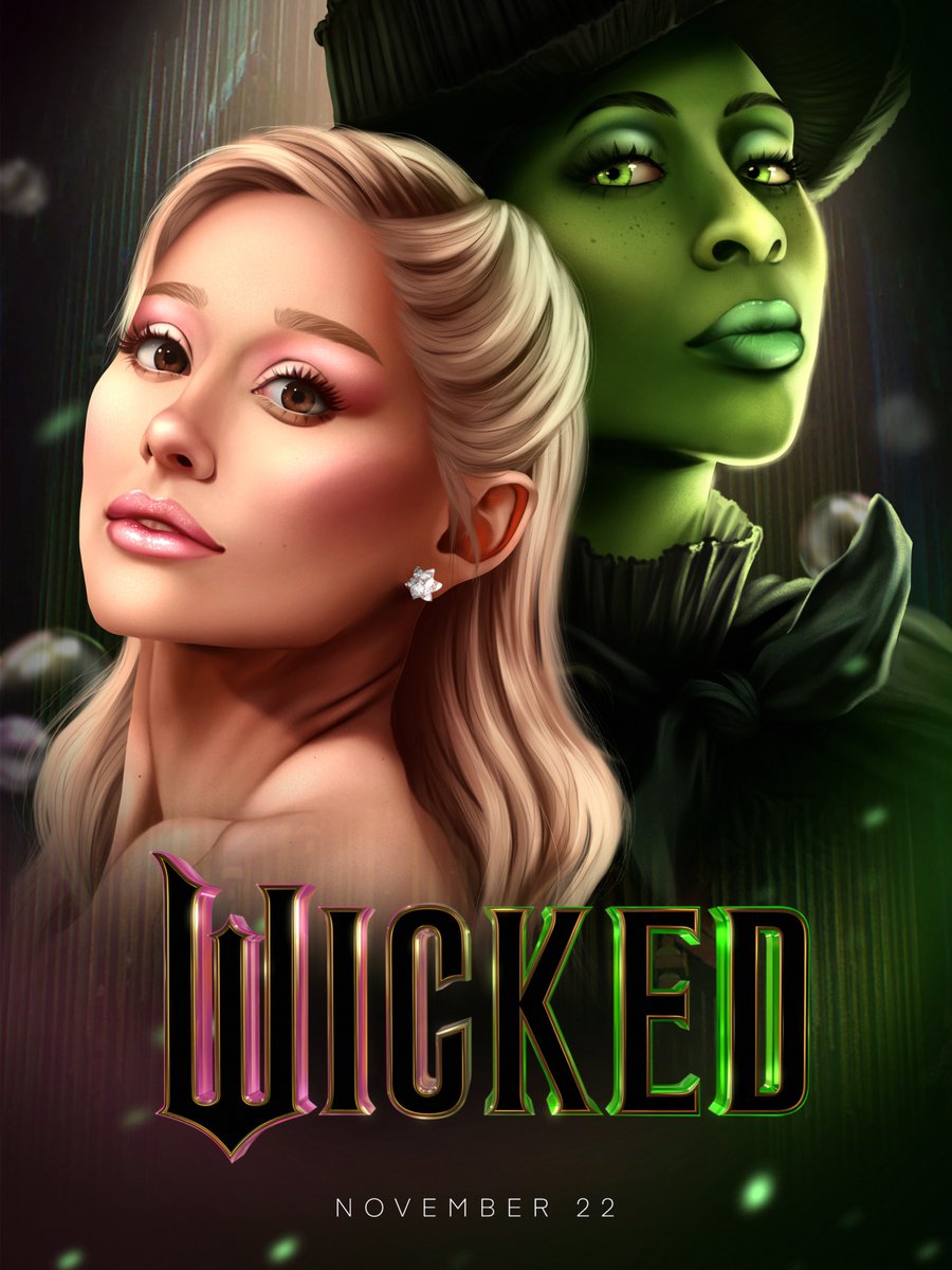 byjohnjonny's tweet photo. I was so excited for #Wicked, and it exceeded all my expectations! What a phenomenal movie.Cynthia Erivo and Ariana Grande absolutely shine—truly breathtaking performances! 🌟🎶

#art #digitalart #procreate https://t.co/5MQkms9Pwu