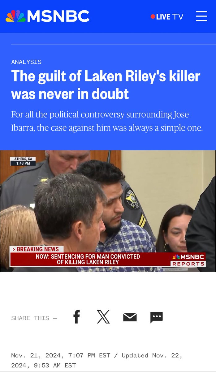 kylenabecker's tweet image. MSNBC got *CAUGHT* trying to defend Laken Riley&apos;s illegal alien murderer.

Now, it has backtracked and changed its headline.

Too late. We see you, MSNBC. We know this is who you are. 👀