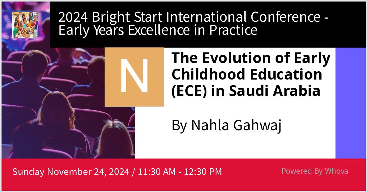 ngahwaji's tweet photo. I am delighted to be one of the speakers at 2024 Bright Start International Conference-Early Years Excellence in Practice. #BrightStartConference #EarlyYearsEducation #earlychildhoodeducation #EarlyChildhoodLeadership - via #Whova event app https://t.co/NclhUvwQUz