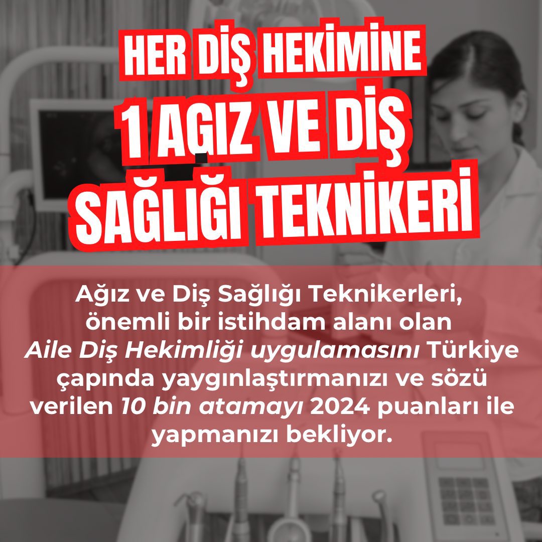 AyhanBarut01's tweet photo. Diş Hekimleri, Ağız ve Diş Sağlığı Teknikerleri atama bekliyor. Halk sağlığı için bu sesi duyun, sorunlara çare bulun! #HerDişHekimine1AğızDiş https://t.co/OPKXkR1ZDq