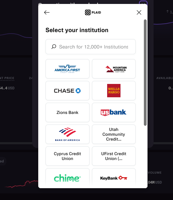 Daved80112's tweet photo. @krakenfx @krakenfx Hi. Unable to enter phone number or search for bank in "Plaid Instant Transfer". As in the dialogue box will not accept any data input/typed information -(it does not provide a sustained cursor). https://t.co/U8WDjbvBQw