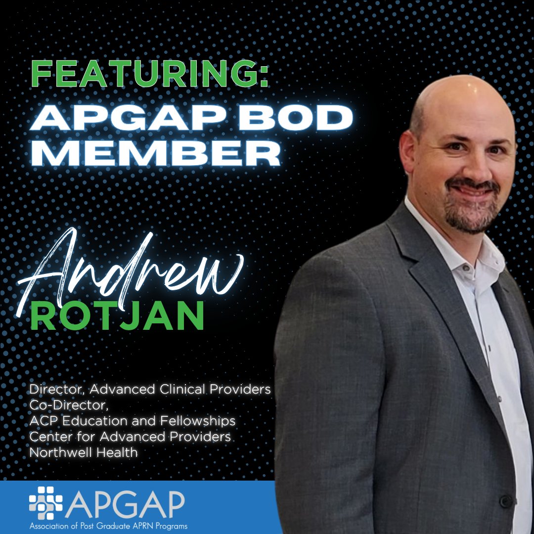 postgradAPRN's tweet photo. Big thanks to Education-elect board member Andrew Rotjan for taking the time to answer some of our questions and agreeing to be featured as our APGAP BOD Member for November! Learn more about Andrew here:
https://t.co/zFB7Zx4Lq9 https://t.co/JqQ8Mmyiv7