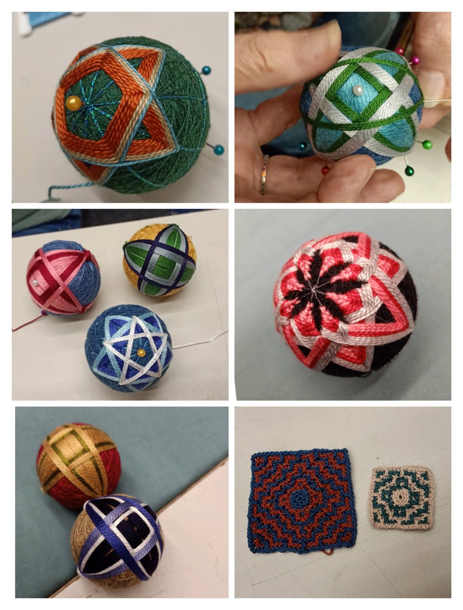 Sandraadje1's tweet photo. Werk van enkele cursisten, afgelopen weekend in Groningen 
#handwerkbeurs #workshop #temari #mozaiekhaken #handwerken #draadjes https://t.co/103qgnokau