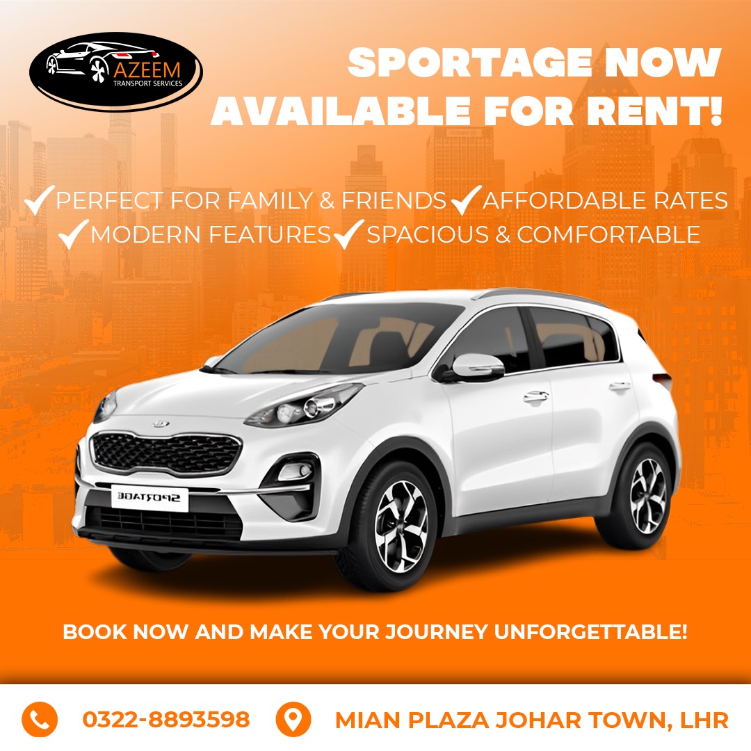 azeemrentacar02's tweet photo. 🚗 Rent a Kia Sportage with Azeem Transport!

✅ Affordable Rates
✅ Spacious &amp; Comfortable
📍 Johar Town, Lahore
📞 0322-8893598
Book now &amp; travel in style! 🛣️✨
#CarRentalLahore #KiaSportage https://t.co/wHon0Mn3zf