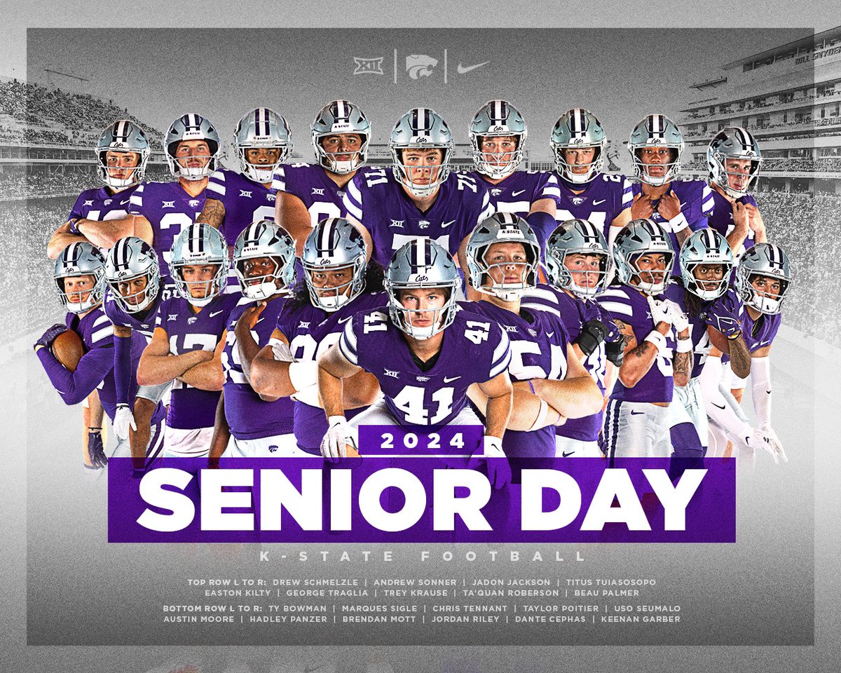 KStateFB's tweet photo. Thankful for these guys and the opportunity to celebrate them ⚒️

2024 Senior Day tomorrow night

🎟️ SRO tickets available for $50:
 https://t.co/eRpPGOxbnA https://t.co/pKFo7WcDsO