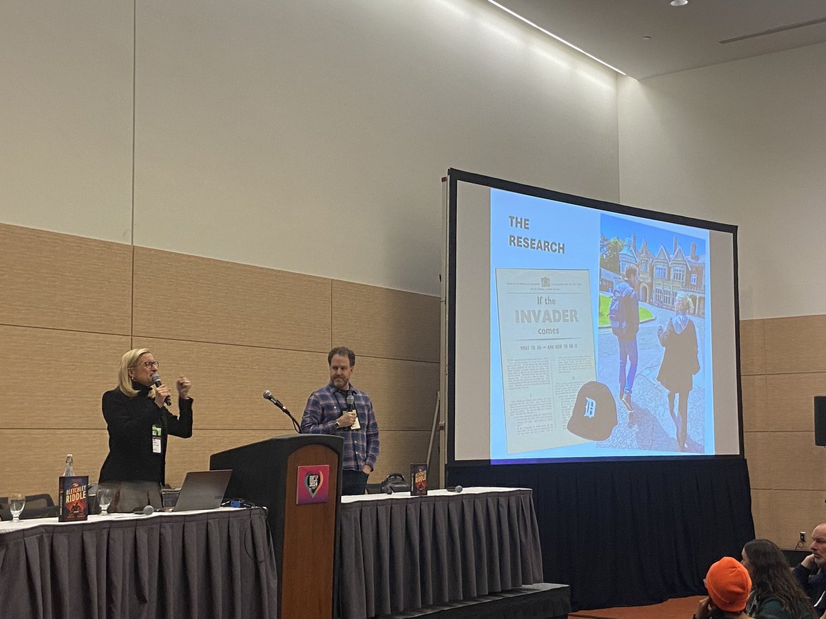 Alex_Corbitt's tweet photo. Listening to @RutaSepetys and @SteveSheinkin explain how they engaged in research - or DETECTIVE work - to write their new book, The Bletchley Riddle at #NCTE24
#NCTE #makersinthemiddle @VikingBooks https://t.co/ApK56mJAcb