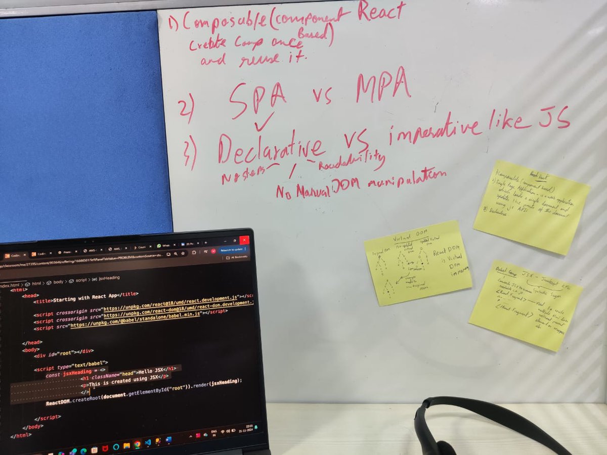 marij_hashmi's tweet image. Day 2 of 30-Day ReactJS Challenge ๐
Learned about JSX, React's component-based architecture, and how the virtual DOM boosts efficiency.
Seamless blend of HTML + JS.
Loving the journey so far! On to Day 3 ๐ช
#ReactJS #LearnReact #WebDevelopment