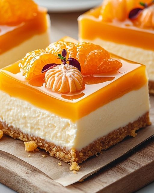 xiwang991314's tweet image. Orange Cheesecake Squares!🎈🎉🎀😋