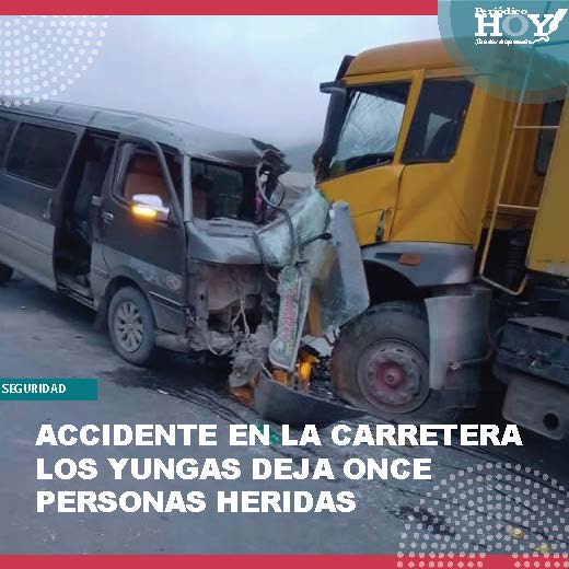 _HOYBolivia's tweet photo. La madrugada de este viernes se registró un accidente de transito en el sector de la #cumbre en la carretera hacia #losYungas cerca de la represa #incachaca entre una volqueta y un minibus dejando el saldo 14 personas heridas https://t.co/4Luj7Mu42W