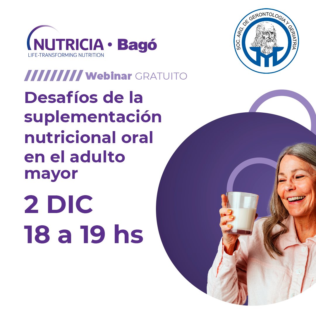 sagg2024's tweet photo. 😍 Webinar GRATUITO: Desafíos de la suplementación nutricional oral en el adulto mayor
🗓️ 2 de DICIEMBRE de 18 a 19 hs
👉LINK: https://t.co/Dd5GWLa4db https://t.co/EqtqUcPhgw
