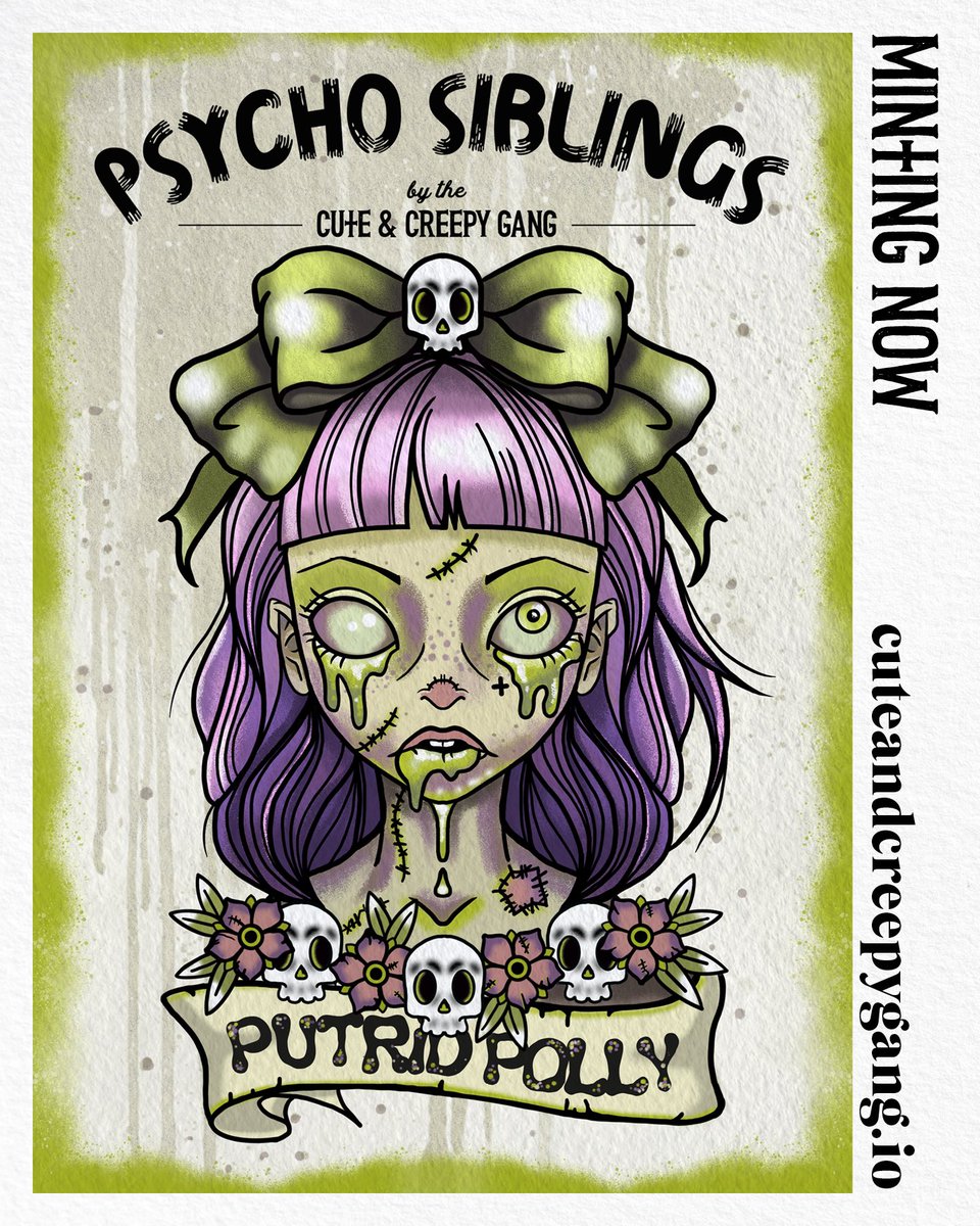 These Psycho Siblings are Witchin’ 

💀 10 Editions 
💚 Mint Price 0.005ETH 

💀 Every mint gets entered into a 3 raffles to win:

🤮 Ookaswaka 1/1
🤮 ACIDstronaut 1/1 
🤮 Psycho Sibling sticker pack &amp; T-shirt!  

More you mint the more entries you get 🤮🤘💀

#NFTCollectibles