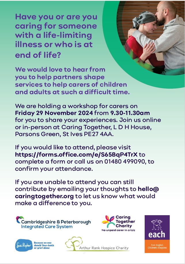 We know #unpaidcarers are short on time. If you are/have cared for someone with a life limiting illness or who is end of life, please join this Focus Group (details below) to tell us what matters to you so we can develop support that really works for you.
Please share