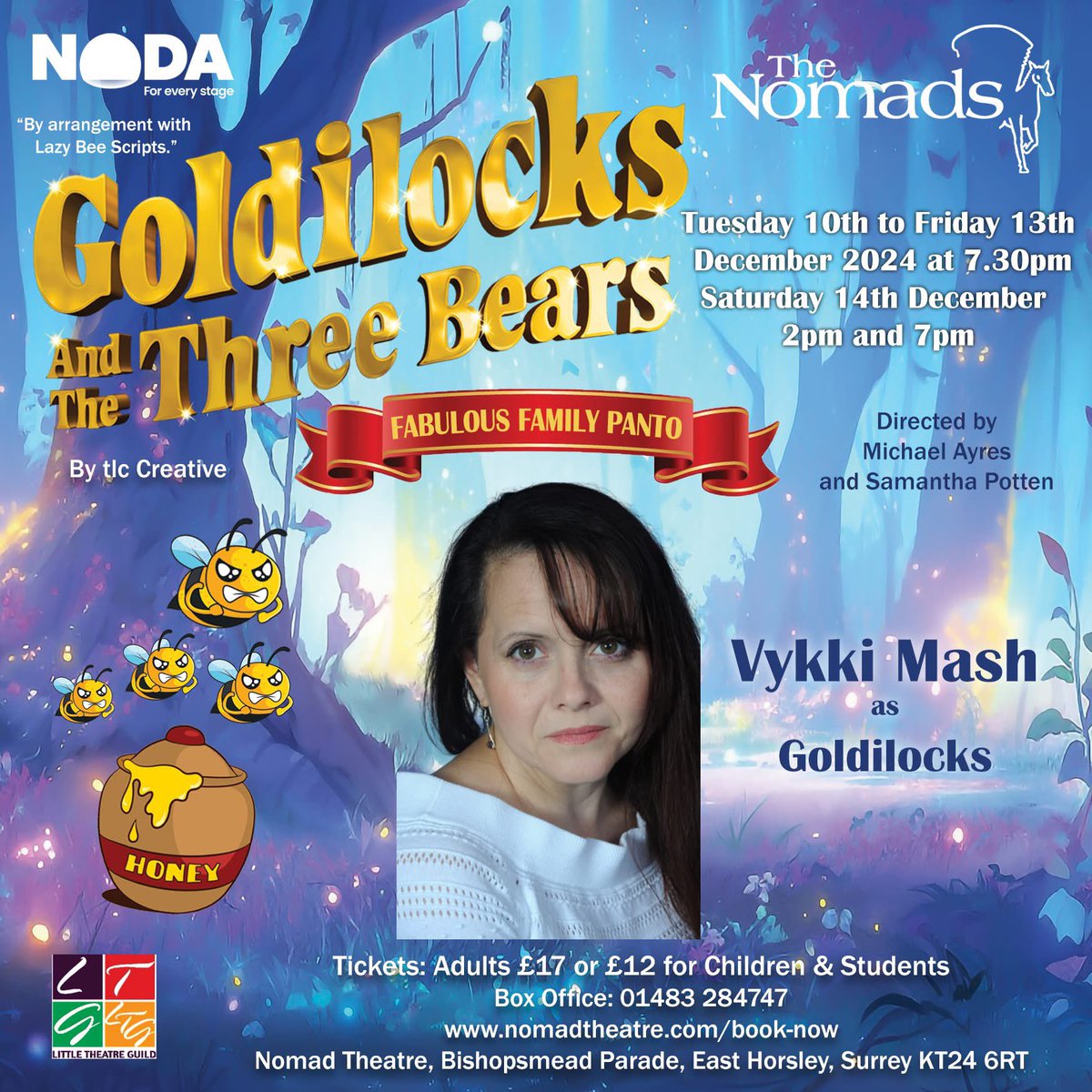 Nomad Theatre (@nomadtheatre) on Twitter photo Come and see Vykki Mash as our leading lady in our fabulous family panto Goldilocks and The Three Bears. She acts, she sings, she dances, she wears a questionable blonde wig! From 10th to 14th December - nomadtheatre.com/book-now/
#panto #goldilocks #amdram #surrey <a href="/SurreyLife/">Surrey Life</a> Come and see Vykki Mash as our leading lady in our fabulous family panto Goldilocks and The Three Bears. She acts, she sings, she dances, she wears a questionable blonde wig! From 10th to 14th December - nomadtheatre.com/book-now/
#panto #goldilocks #amdram #surrey <a href="/SurreyLife/">Surrey Life</a>
