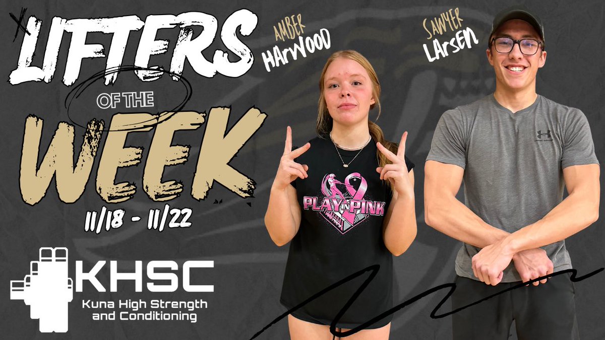 ‼️LIFTER OF THE WEEK‼️

✅ 100% Attendance
✅ Unmatched Work Ethic
✅ Leadership Qualities
✅ THE Gold Standard 

Congrats Amber and Sawyer!  Way to represent the Gold Standard in the Weight Room 💪

#KHStrength #GoldStandard
<a href="/KavemanSports/">KHSAthletics</a>