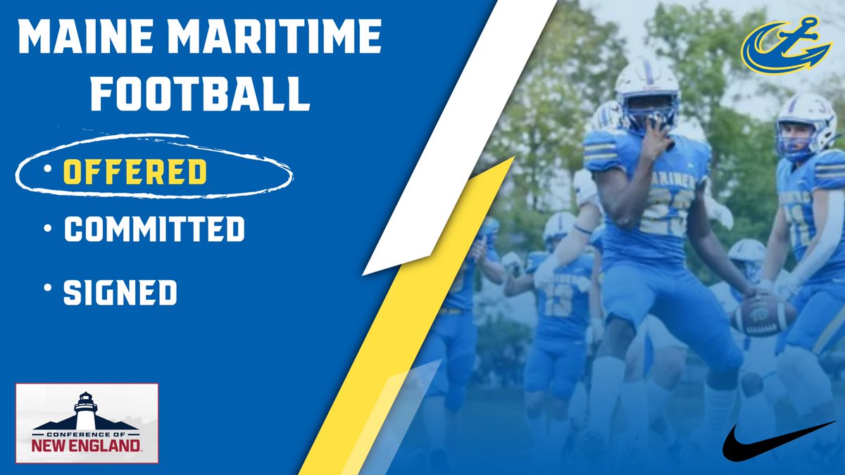 After an insightful conversation with <a href="/CoachNSheehan/">Nick Sheehan</a> I’m am beyond blessed to announce i have received my first offer to play collegiate football at Maine Maritime Academy!!#anchorsaway @Coachstewnewman <a href="/douglichten/">Doug Lichtenberger</a> <a href="/GridironFootbal/">Gridiron Football®</a>