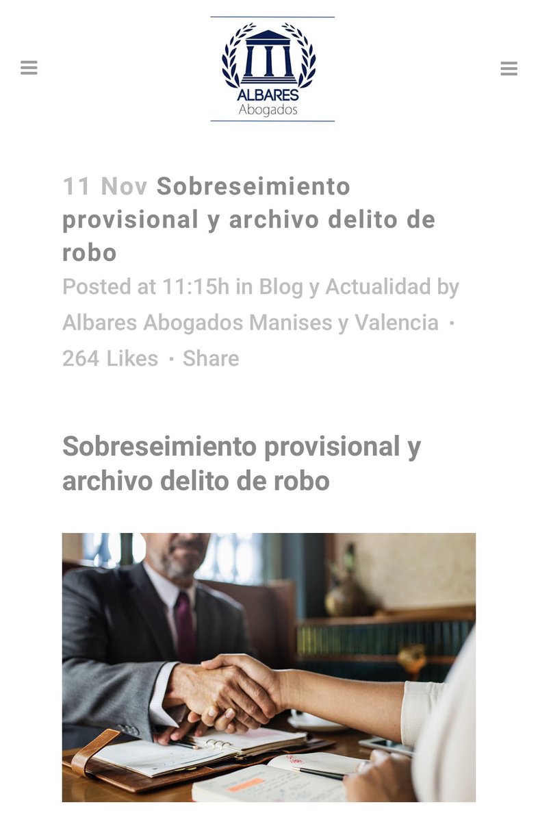 Albares Abogados consigue el sobreseimiento provisional y archivo de la causa por un delito de robo con fuerza en las cosas

Más info en albaresabogadosmanises.es/sobreseimiento…

#AbogadopenalValència, #AbogadosPenalistasValència, #casodeexito, #Delitorobo, #delitoscontrapatrimonio <a href="/PedroAlbares/">Pedro Albares Castejón 🇪🇸</a>