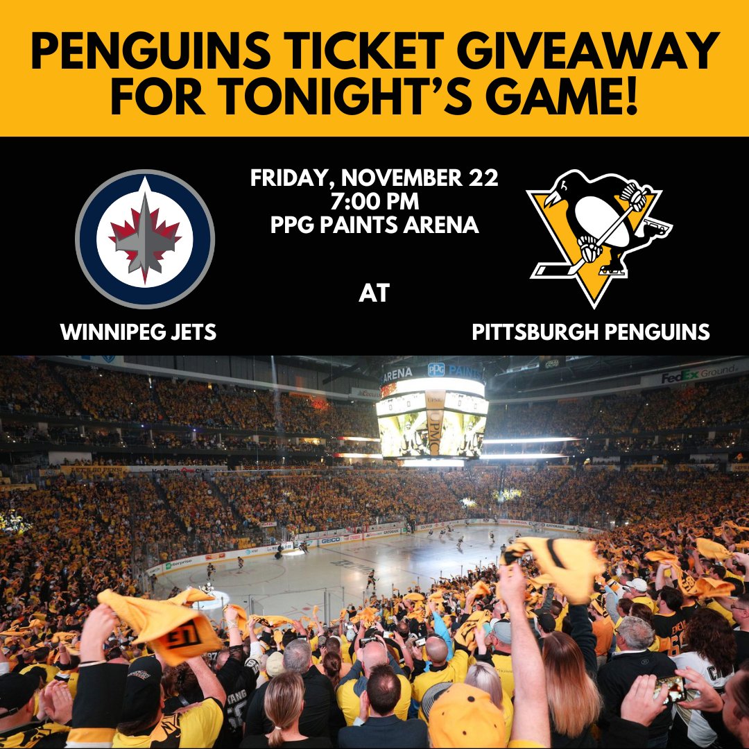 Who's ready for some hockey tonight? You can win 4 club tickets and parking to tonight's <a href="/penguins/">Pittsburgh Penguins</a> game! Follow and retweet by 3:00 PM. Winner will be notified by DM. #letsgopens 🐧
