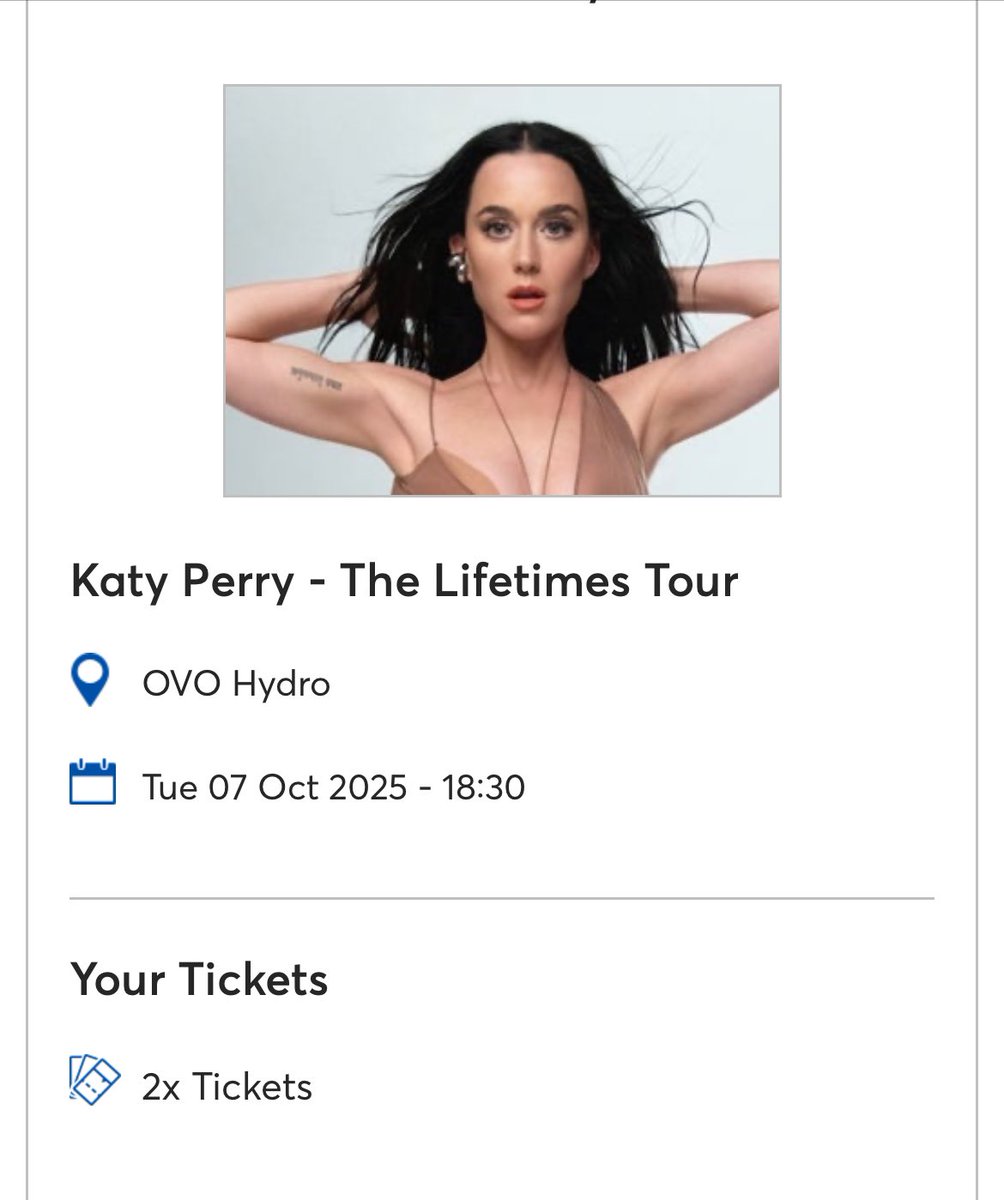 reganhamilton's tweet photo. Honestly Ticketmaster is absolutely awful but thank god I managed to secure @katyperry tickets today!!! Exciting 🤩🤩🤩 https://t.co/TNVy9T0jsH