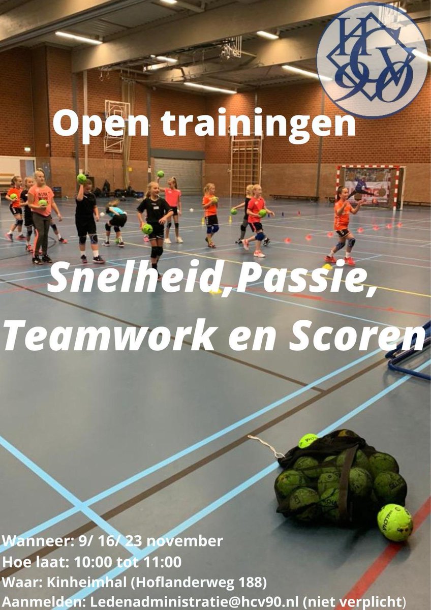hcv90's tweet photo. Morgen alweer de 3e en laatste kans voor alle kinderen tussen 5 en 12 jaar om #gratis onze mooie sport uit te proberen. Veel plezier # handbal https://t.co/nUAa8G6S9w