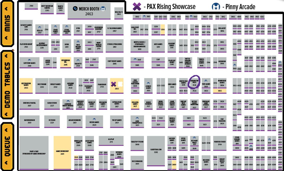DarringtonPress's tweet photo. Come see us at #PAXUnplugged!

We'll be hosting demos of #ForTheQueen, #QueenByMidnight: Quarter Past, &amp; #Daggerheart!

Come to our booth #3535 &amp; see the true horde of goodies we are bringing with us, including promo cards usually only at Guild Stores.

📜 https://t.co/ezhN1vybOq https://t.co/NZyIpY00hq